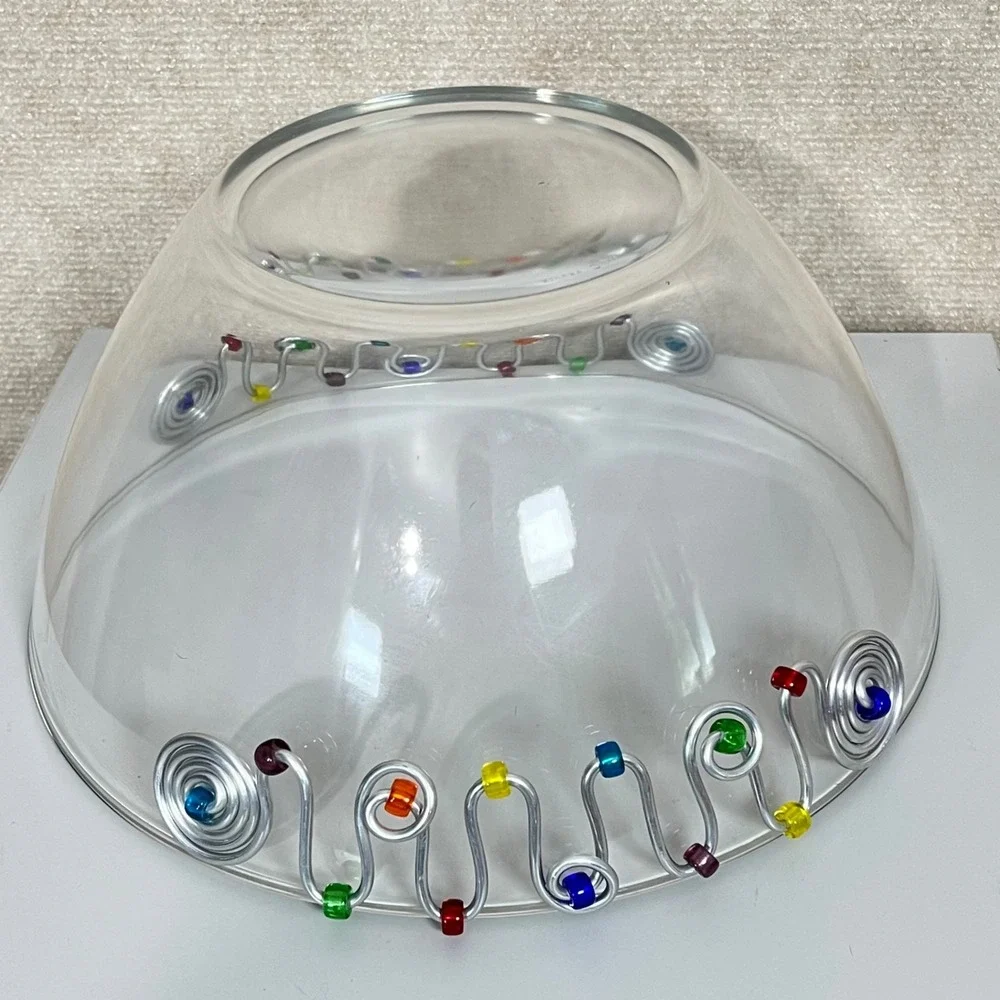 Dary Rees‎ Large 11 Inch Glass Wire Beaded Serving Mixing Bowl